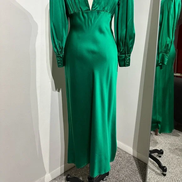 400$ Olivia Von Halle SILK MID-LENGTH DRESS SIZE XS - Picture 2 of 12